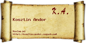 Kosztin Andor névjegykártya