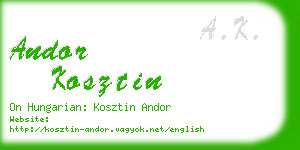 andor kosztin business card